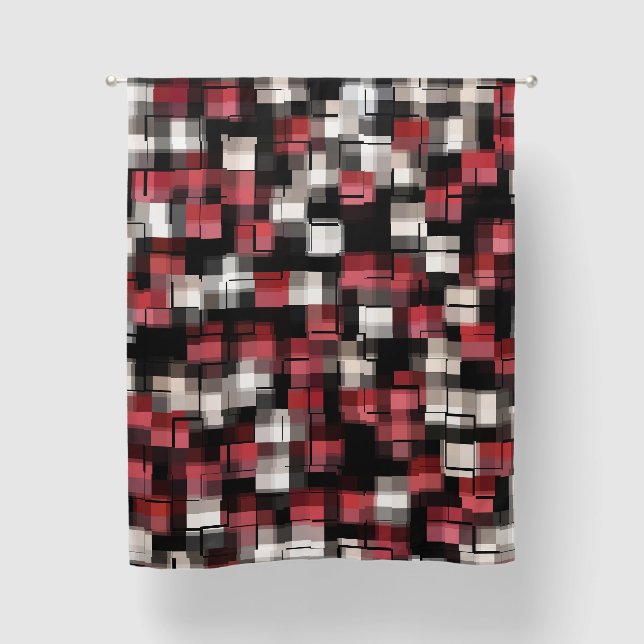 Abstract Red Black White Pattern Blackout Curtains (Front)