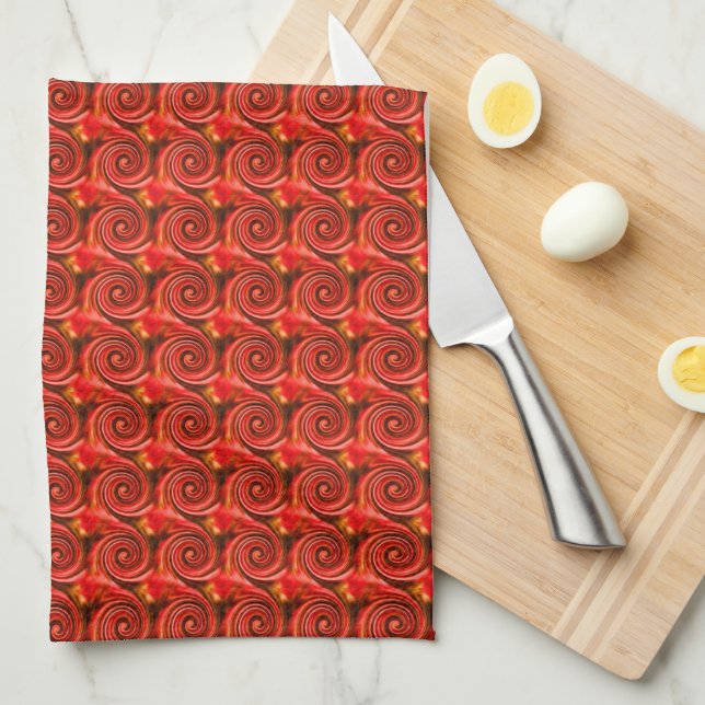 Abstract Red Black Yellow Swirls       Kitchen Towel (Quarter Fold)