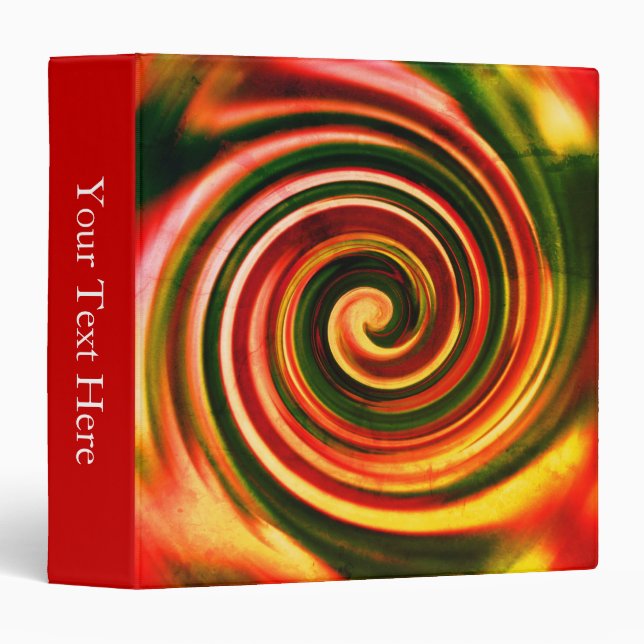 Abstract Red Black Yellow Swirls Personalized 3 Ring Binder (Front/Spine)
