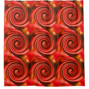 Abstract Red Black Yellow Swirls Shower Curtain