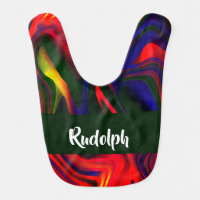 Abstract red, blue and green pattern baby bib