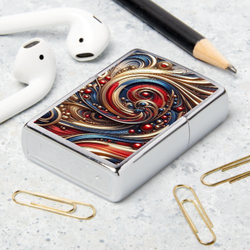 Abstract RED BLUE GOLD Zippo Lighter