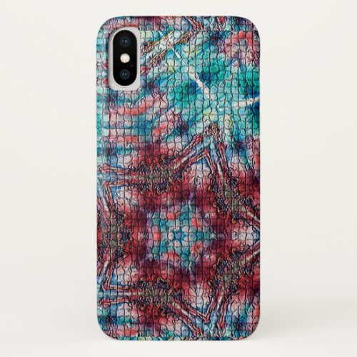 ABSTRACT RED BLUE MOSAIC STAR iPhone X CASE