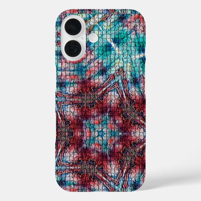ABSTRACT RED BLUE MOSAIC STAR Case-Mate iPhone CASE (Back)