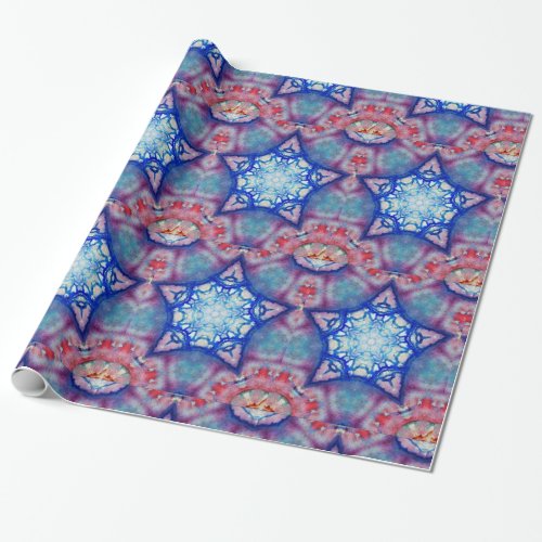 ABSTRACT RED BLUE STAR WRAPPING PAPER