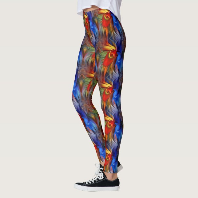 Abstract Red Blue Yellow And Green Pattern Leggings (Left)