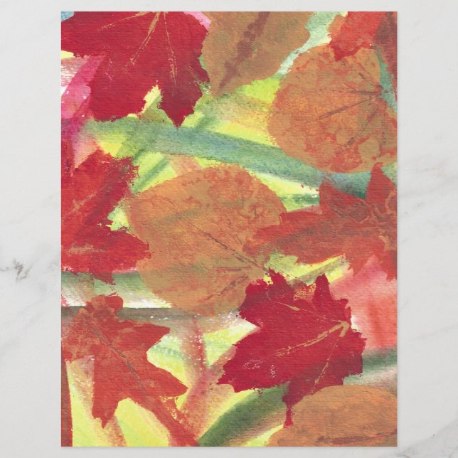 Abstract red brown autumn leaves scrapbook paper (Front)