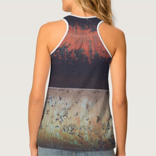 Abstract red brown rusty tank top