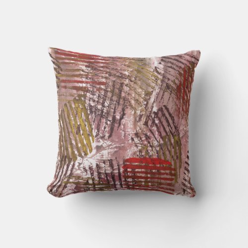 Abstract red brown striped art throw pillow