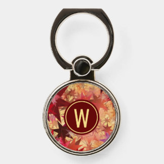 Abstract Red Burgundy Yellow Stars Monogram Phone Ring Stand