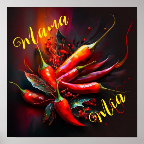 Abstract red chili painting  poster