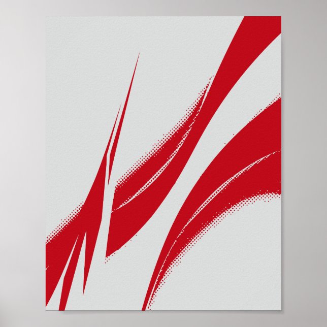 Abstract Red Curved Lines on Light gray Background Poster (Front)