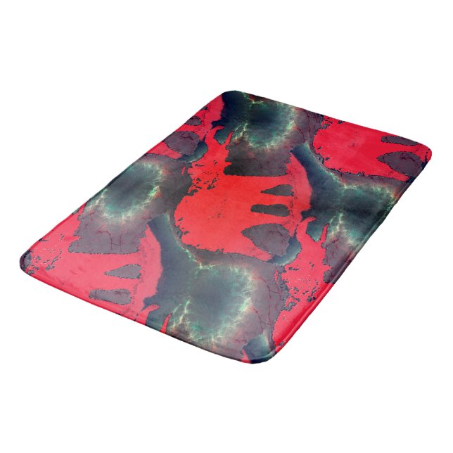 Abstract red elephant drawing, very rustic effect  bath mat (Angled)