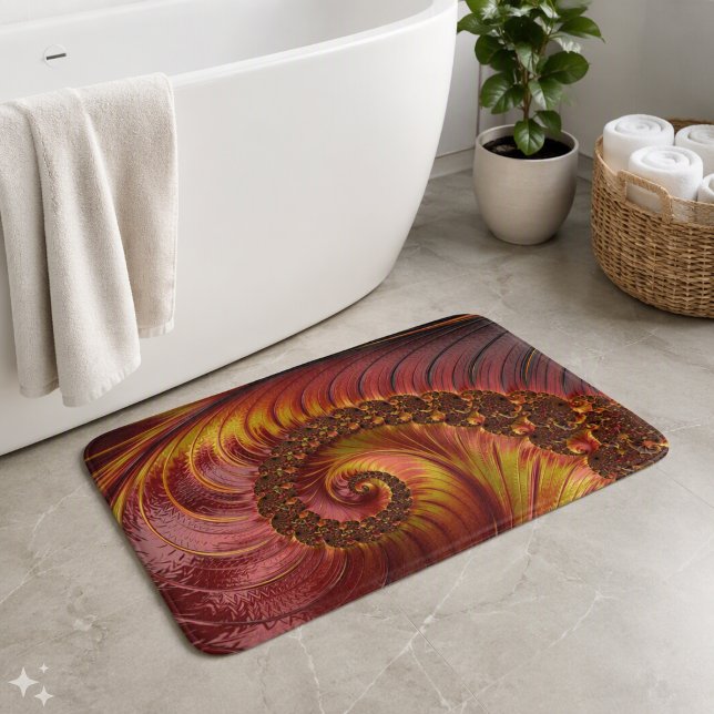 Abstract Red Fiery Fractal Bath Mat (Creator Uploaded)
