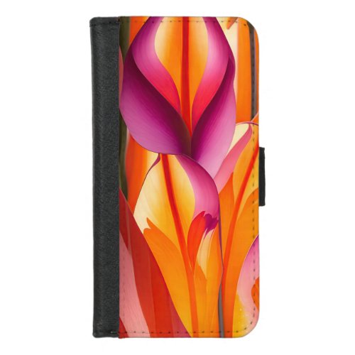 Abstract Red Floral Foxglove iPhone 87 Wallet Case