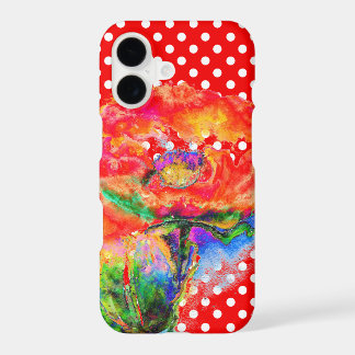 Abstract red floral red poppy Polkadots iPhone 17 Case