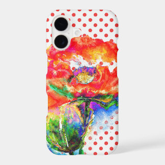 Abstract red floral red poppy Polkadots iPhone 17 Case