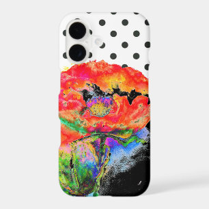 Abstract red floral red poppy Polkadots iPhone 17 Case