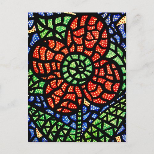 Abstract Red Flower Colorful Art Postcard