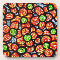 Abstract Red Flowers Coaster