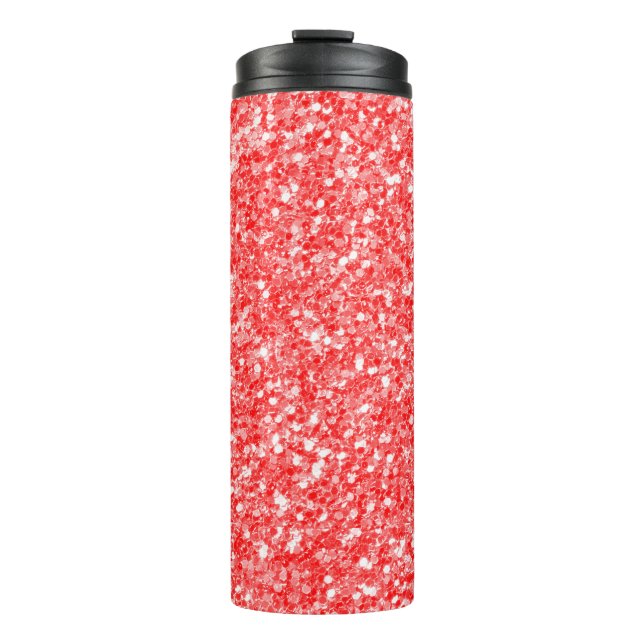 Abstract Red Glitter And White Sparks Thermal Tumbler (Front)