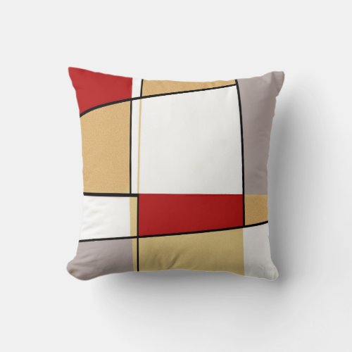 Abstract Red Gold and Gray Throw Pillow