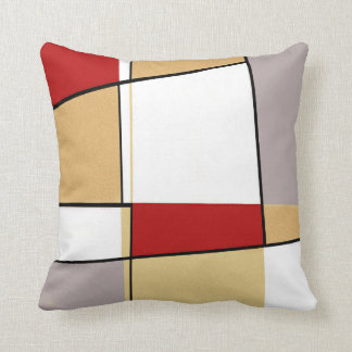 Abstract Red Gold and Gray Throw Pillow