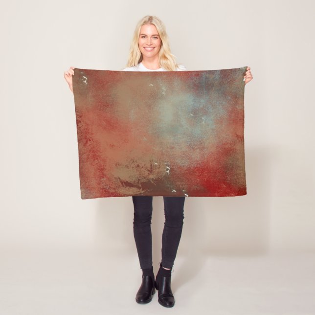 Abstract Red Gold Blue Art Fleece Blanket (In Situ)