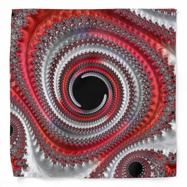 Abstract Red Gradient Spiral Fractal Bandana (Front)