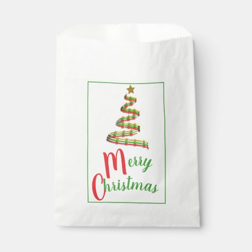 Abstract Red Green and Gold Christmas Tree Favor Bag