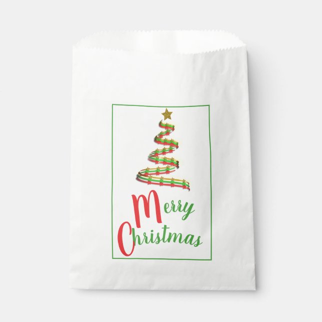Abstract Red, Green, and Gold Christmas Tree Favor Bag (Front)