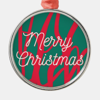 Abstract Red Green Personalized Merry Christmas Metal Ornament