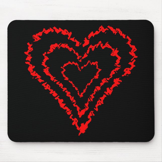 Abstract Red Heart on Black Modern Love Mouse Pad (Front)