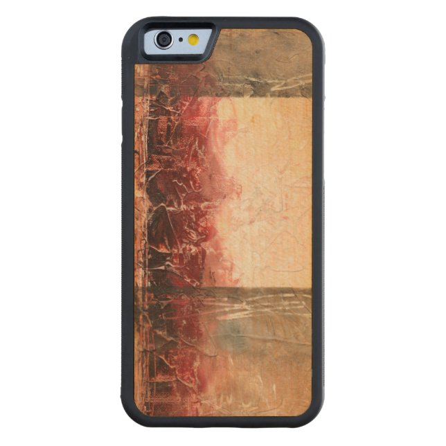Abstract Red Landscape Carved Wood iPhone Case (Back)