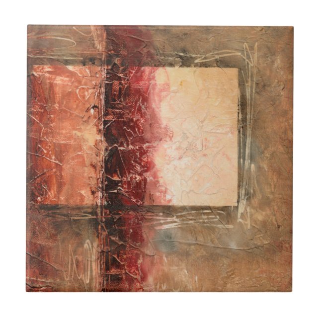 Abstract Red Landscape Ceramic Tile (Front)