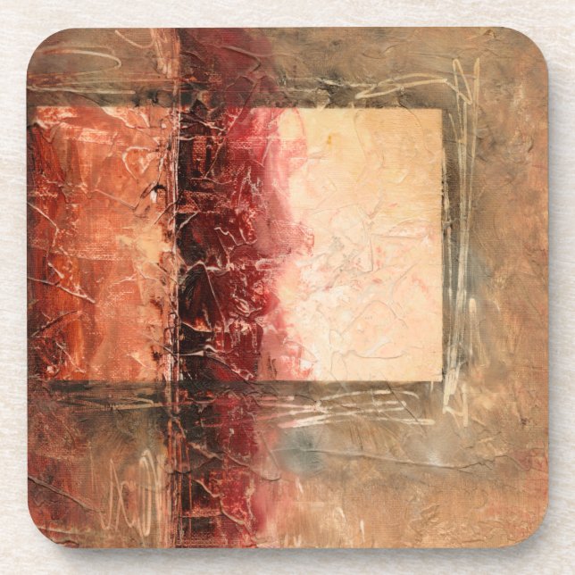 Abstract Red Landscape Drink Coaster (Front)