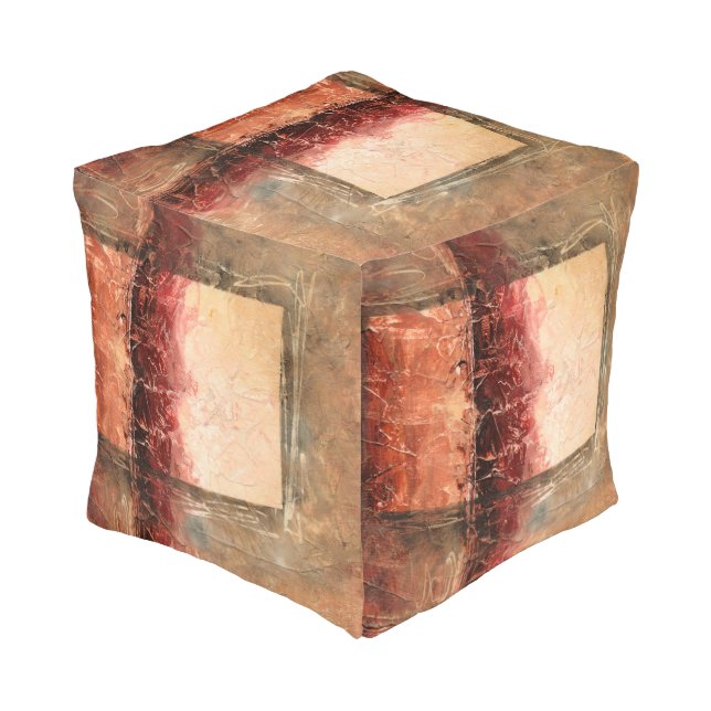 Abstract Red Landscape Pouf (Angled Front)