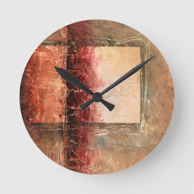 Abstract Red Landscape Round Clock (Front)