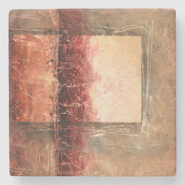 Abstract Red Landscape Stone Coaster (Front)