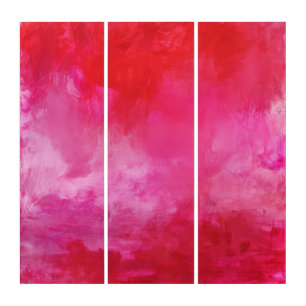 Abstract Red Magenta Wall Art Triptych