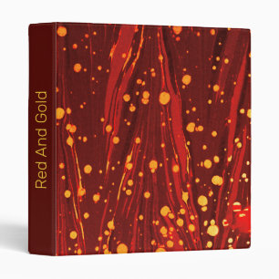 ABSTRACT RED MARBLED PAPER WITH GOLD SPLASHES 3 RING BINDER