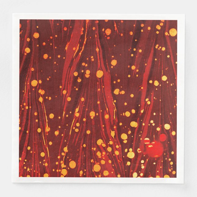 ABSTRACT RED MARBLED PAPER WITH GOLD SPLASHES PAPER DINNER NAPKINS (Front)