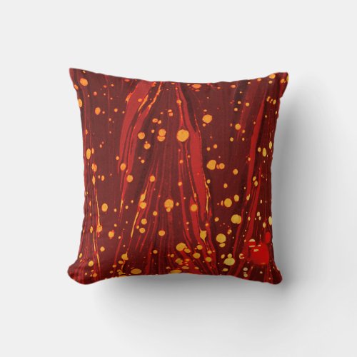 ABSTRACT RED MARBLED PAPER WITH GOLD SPLASHES THROW PILLOW