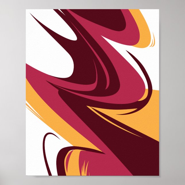 Abstract Red, Maroon, & Yellow Dynamic Streaks Poster (Front)