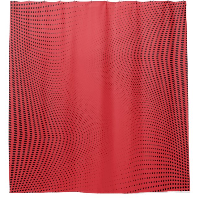 Abstract red monochrome halftone pattern. Soft cur Shower Curtain (Front)