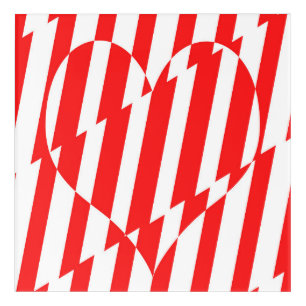 Abstract Red n White Stripes Valentine Heart Acrylic Print