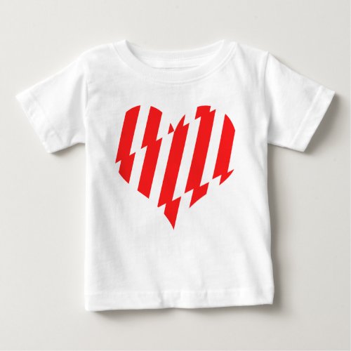Abstract Red n White Stripes Valentine Heart Baby T_Shirt