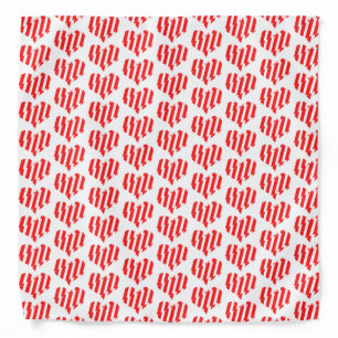 Abstract Red n White Stripes Valentine Heart Bandana