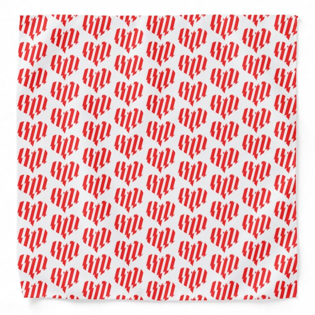 Abstract Red n White Stripes Valentine Heart Bandana (Front)