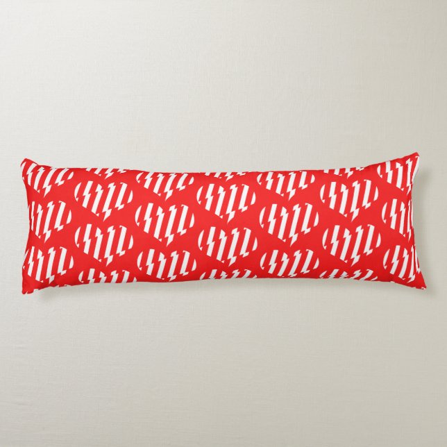 Abstract Red n White Stripes Valentine Heart Body Pillow (Back)